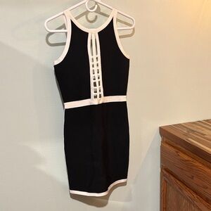 BEBE Black and White Mini Dress